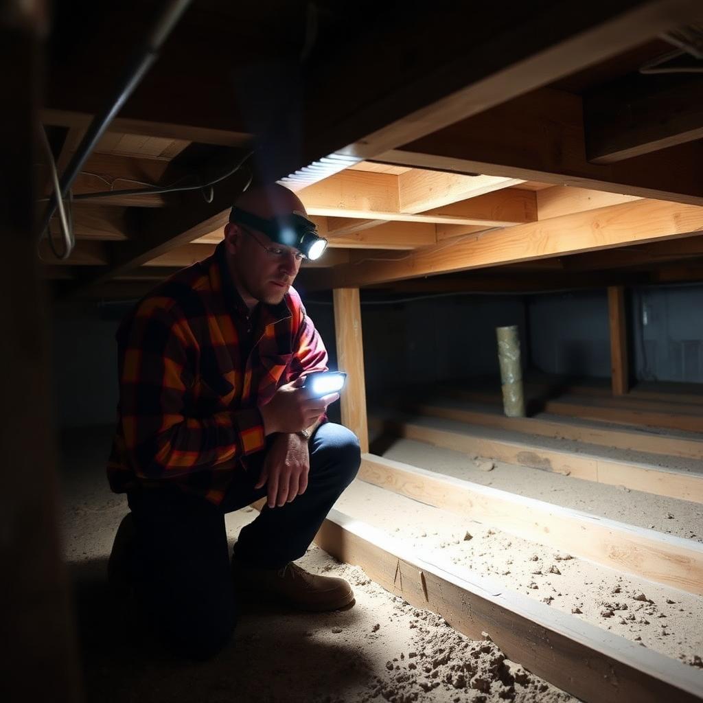 Crawlspace foundation and floor-joist inspection
